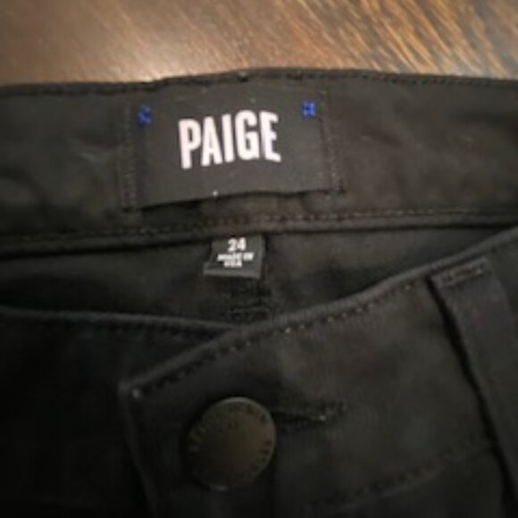 Like new Paige Jimmy Jimmy Crop Jeans Black Destructed Sz 24 - Picture 4 of 13